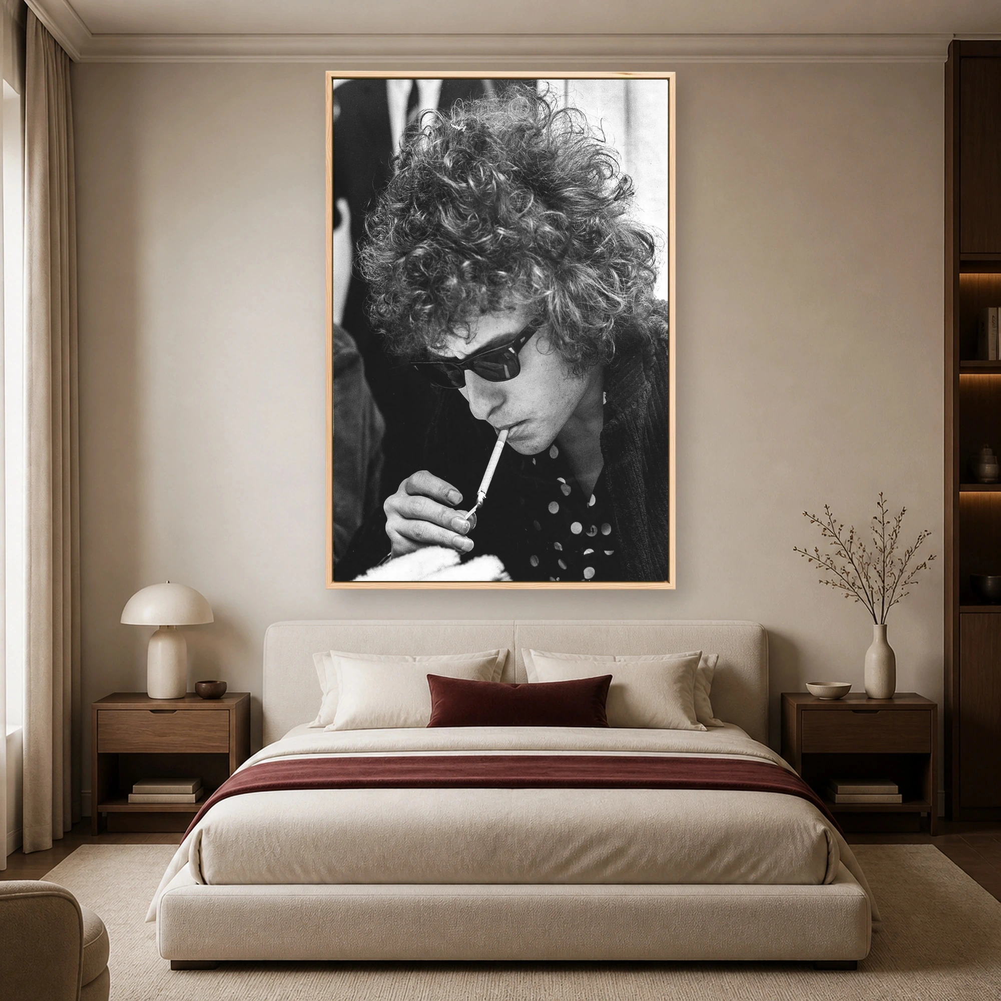 Bob Dylan Vintage Black and White Portrait Wall Art Print, view 3