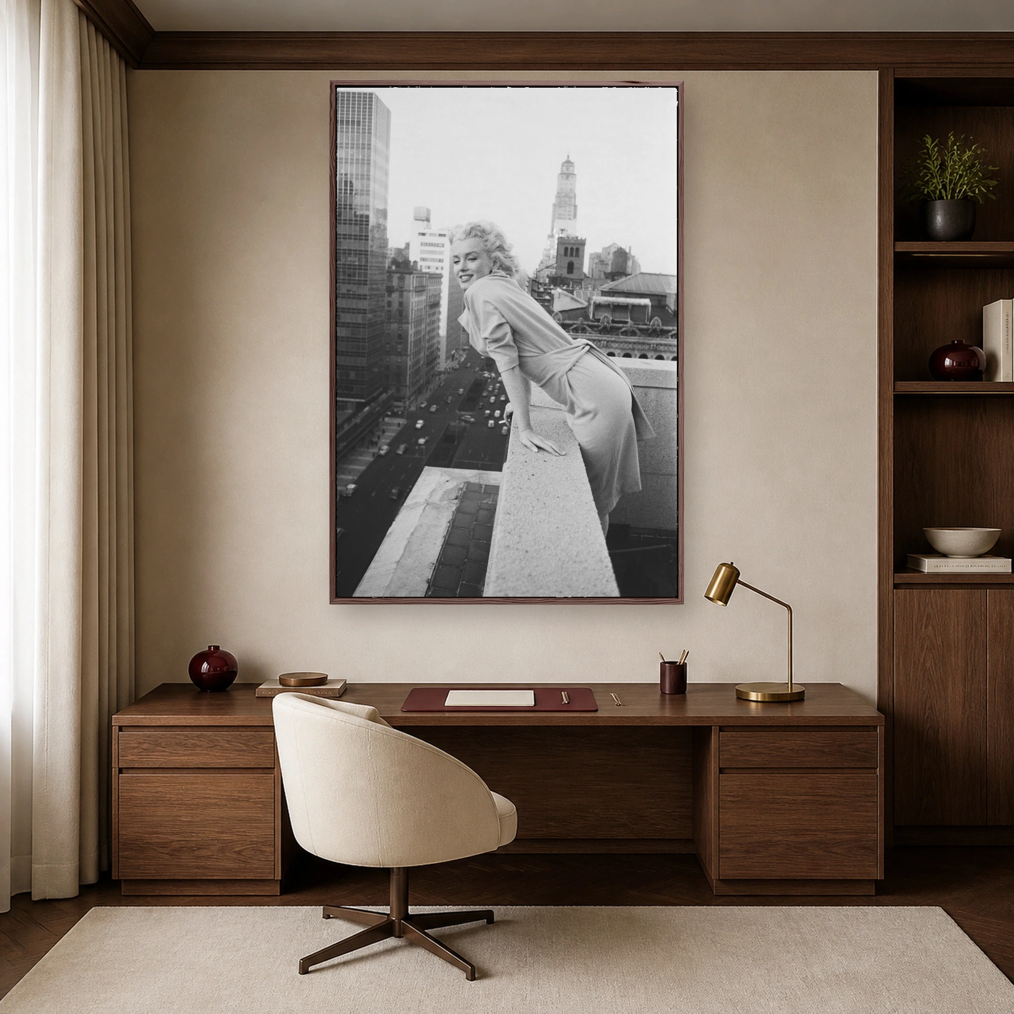 Marilyn Monroe New York City Rooftop Black and White Art Print, view 4