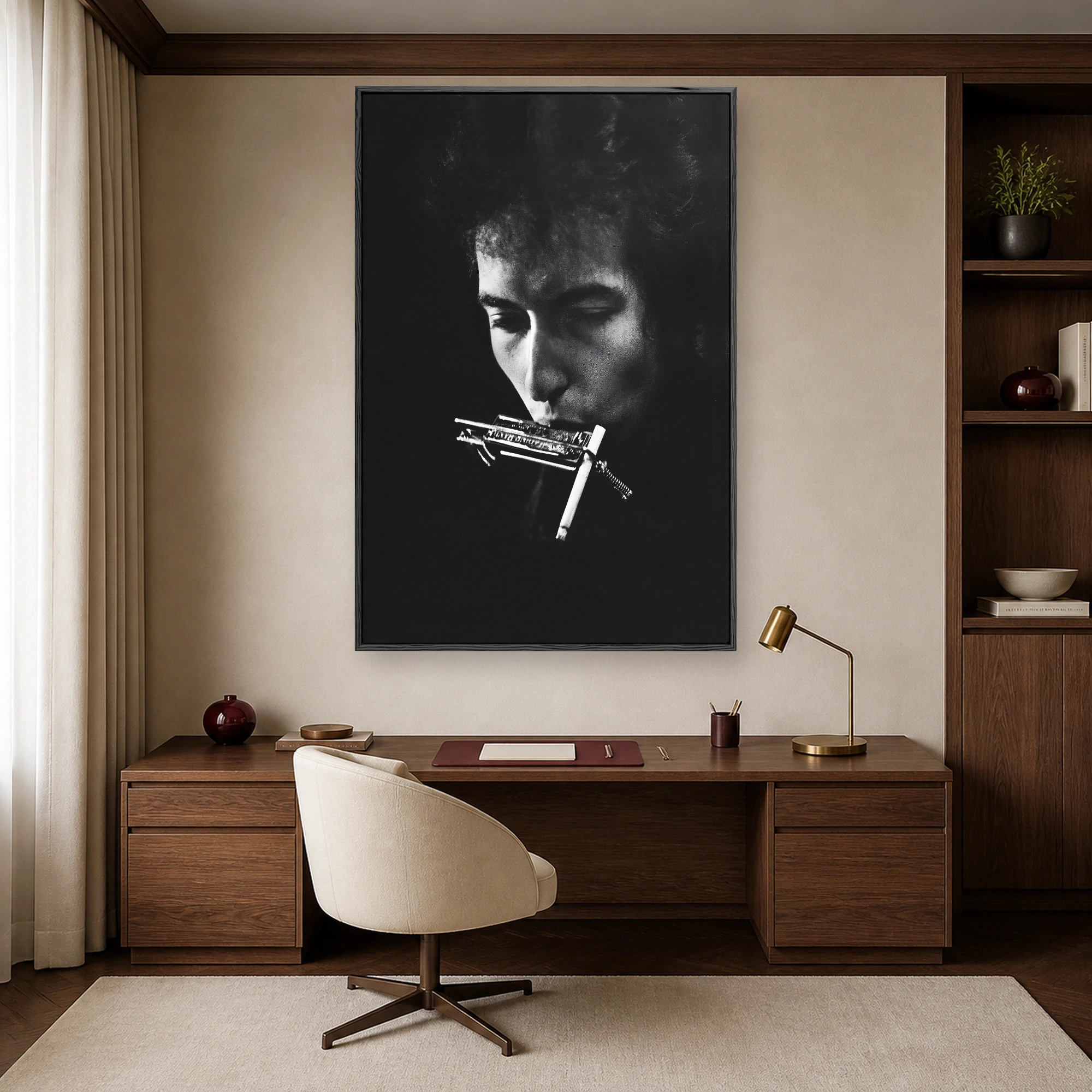 Bob Dylan Harmonica Black and White Portrait Fine Art Print, view 7