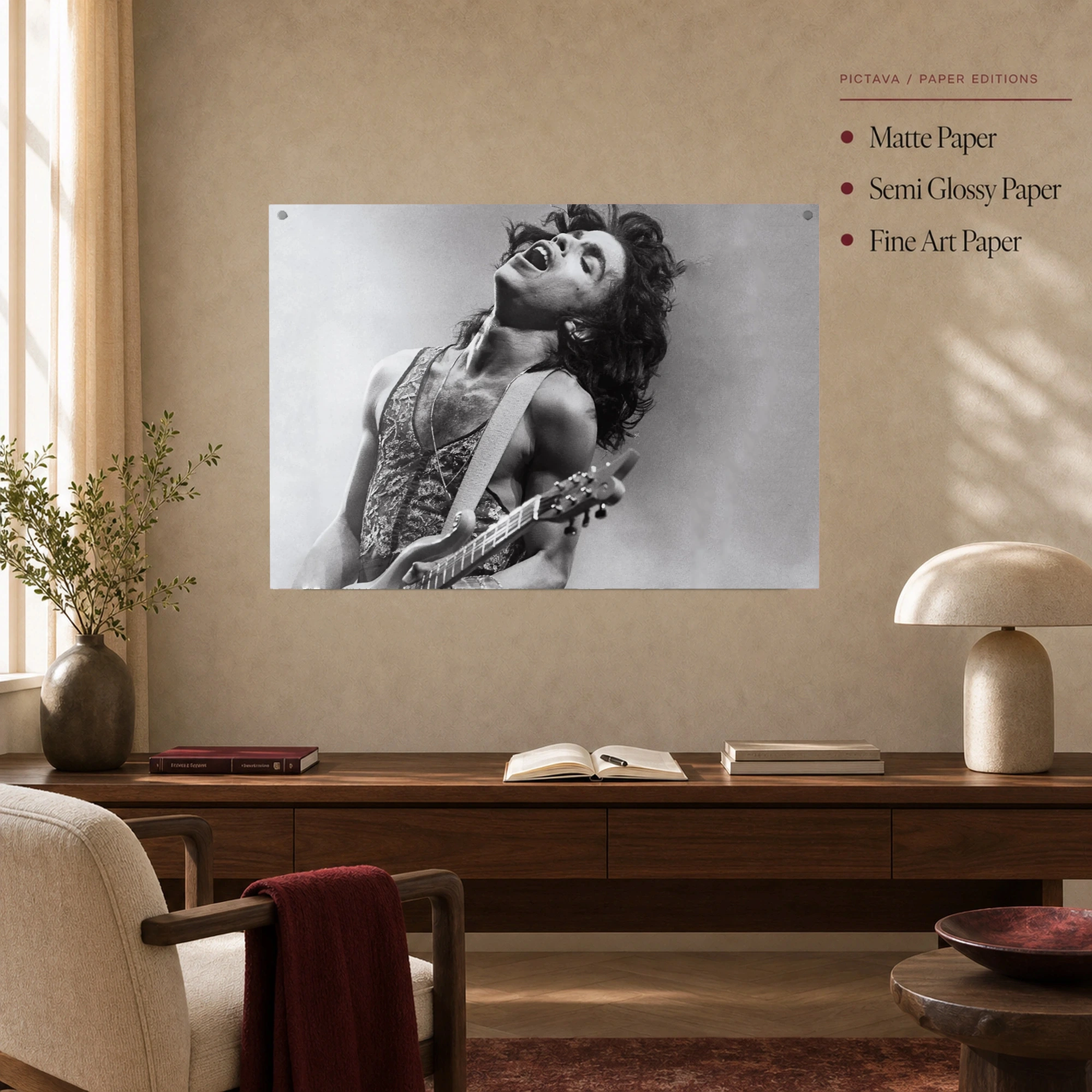 Prince Live Monochrome Guitar Performance Canvas Wall Art, view 4