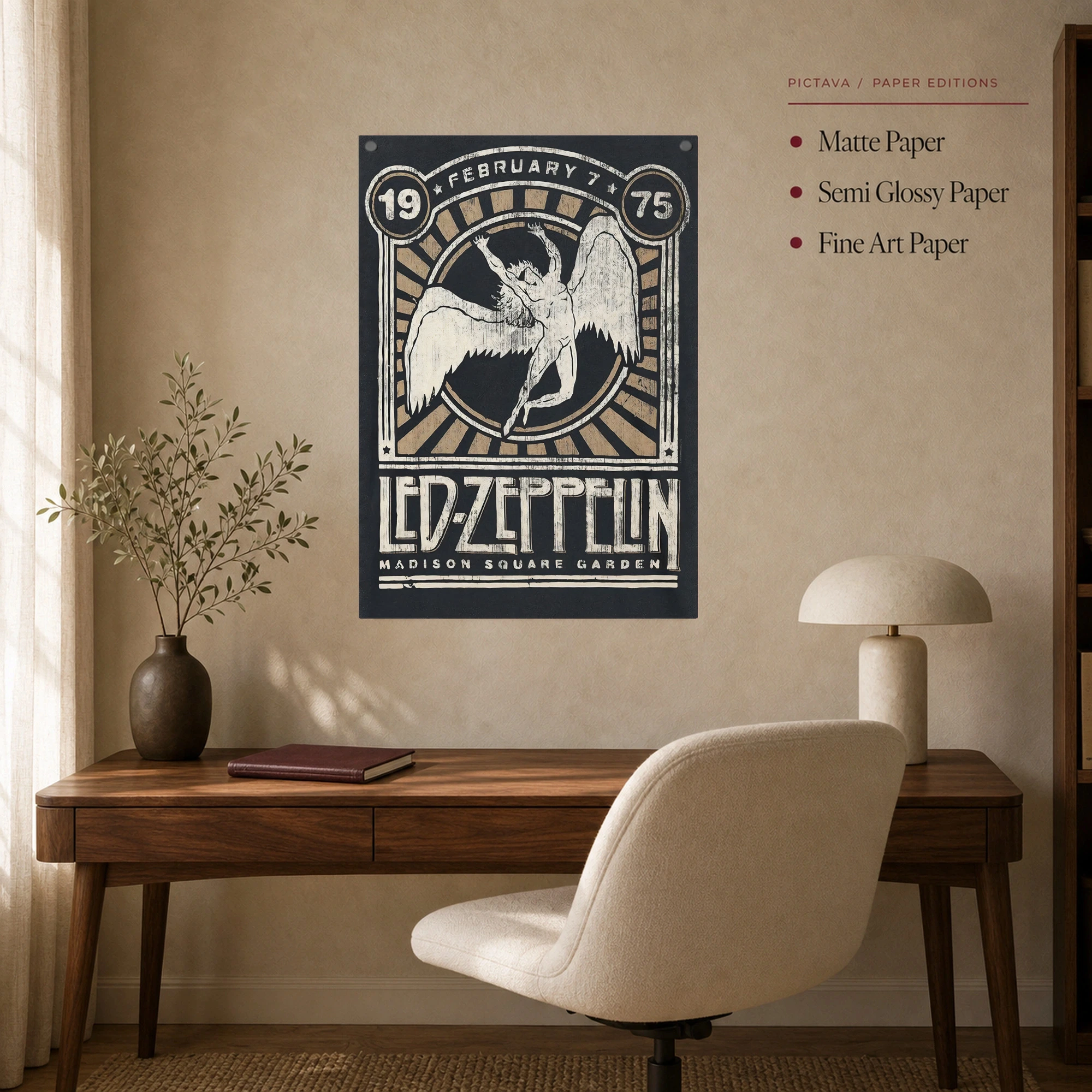 Led Zeppelin Madison Square Garden 1975 Vintage Rock Wall Art Print, view 4