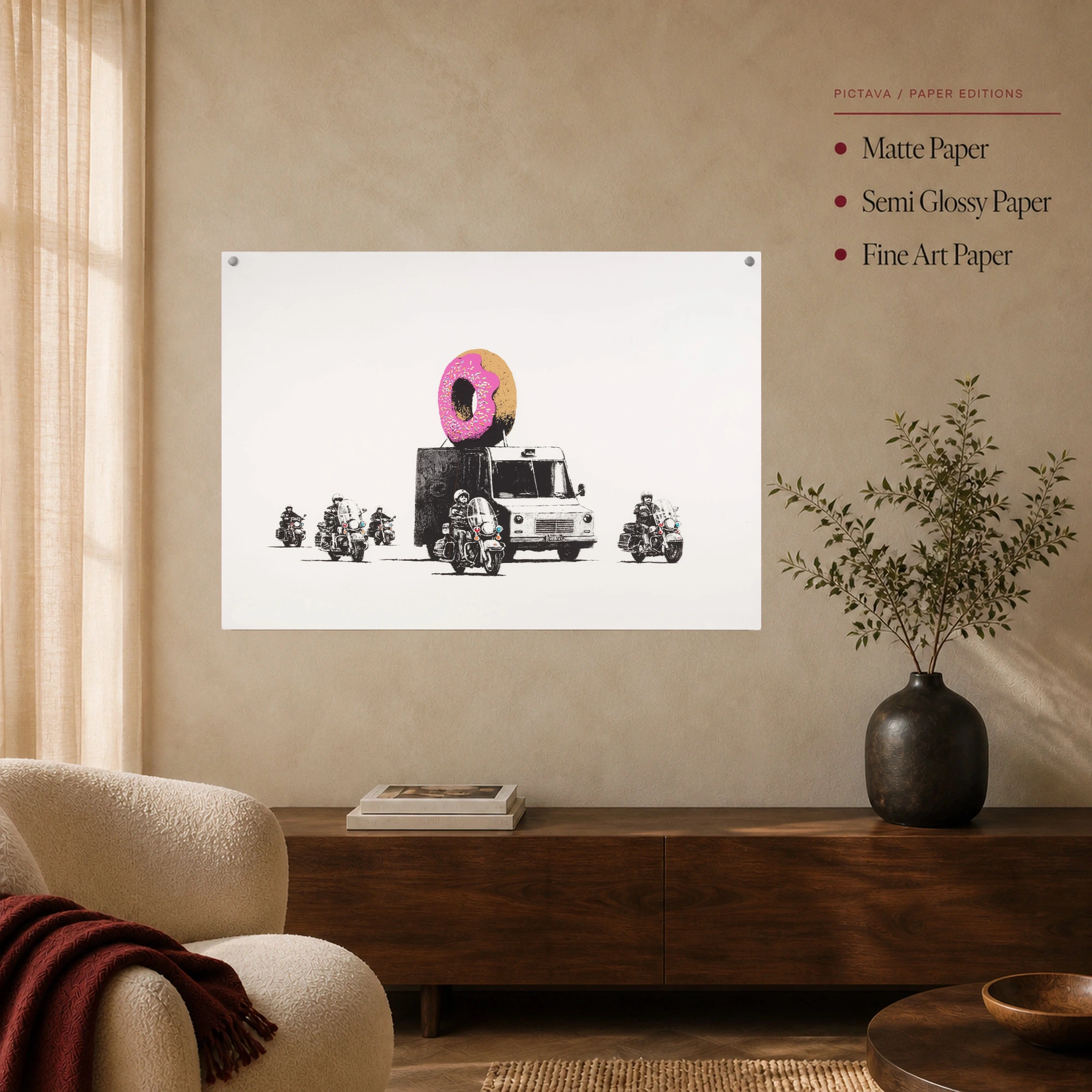 Satirical Donut Police Escort Street Art Canvas Print, view 6
