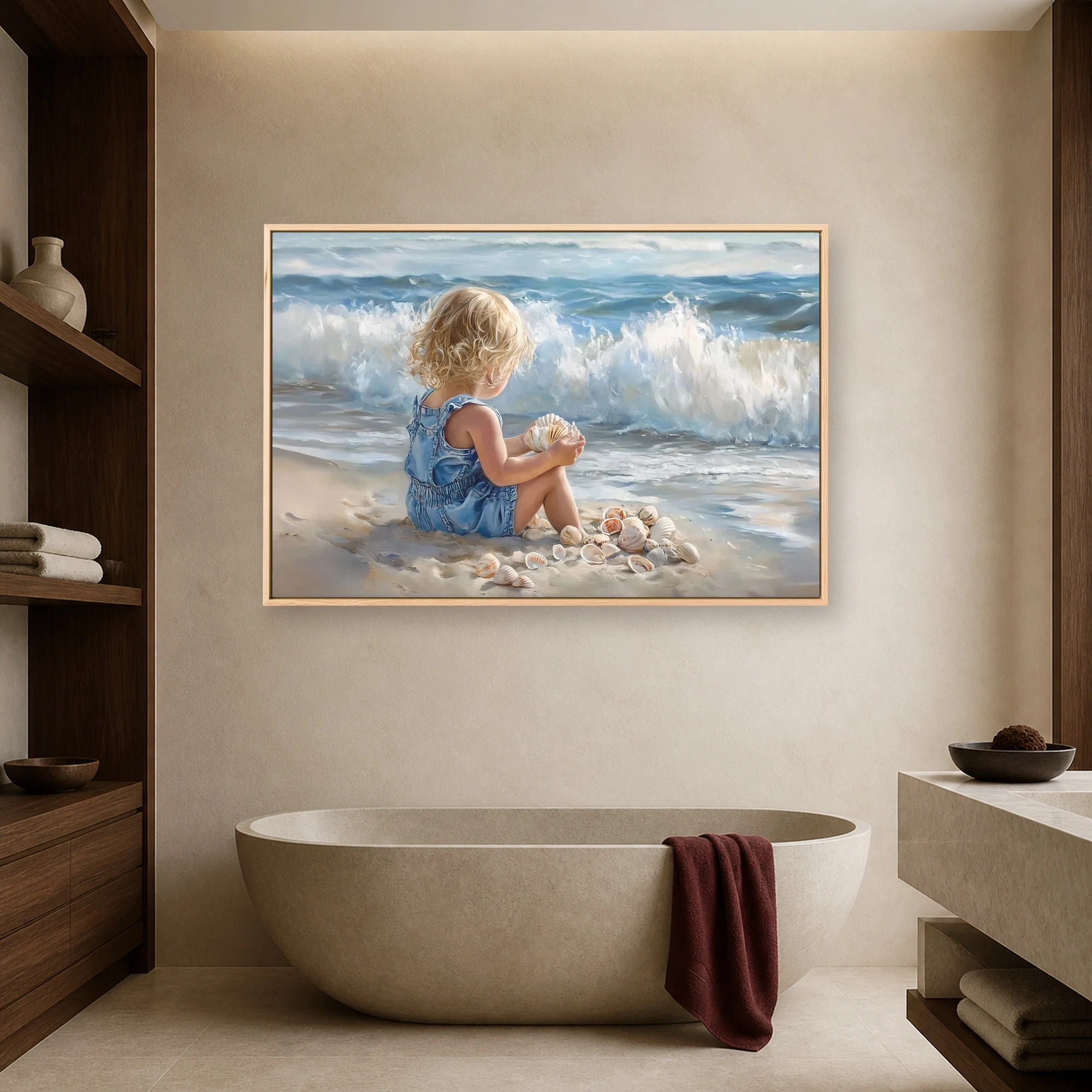 Little Shell Collector Beach Canvas Art Print, view 7