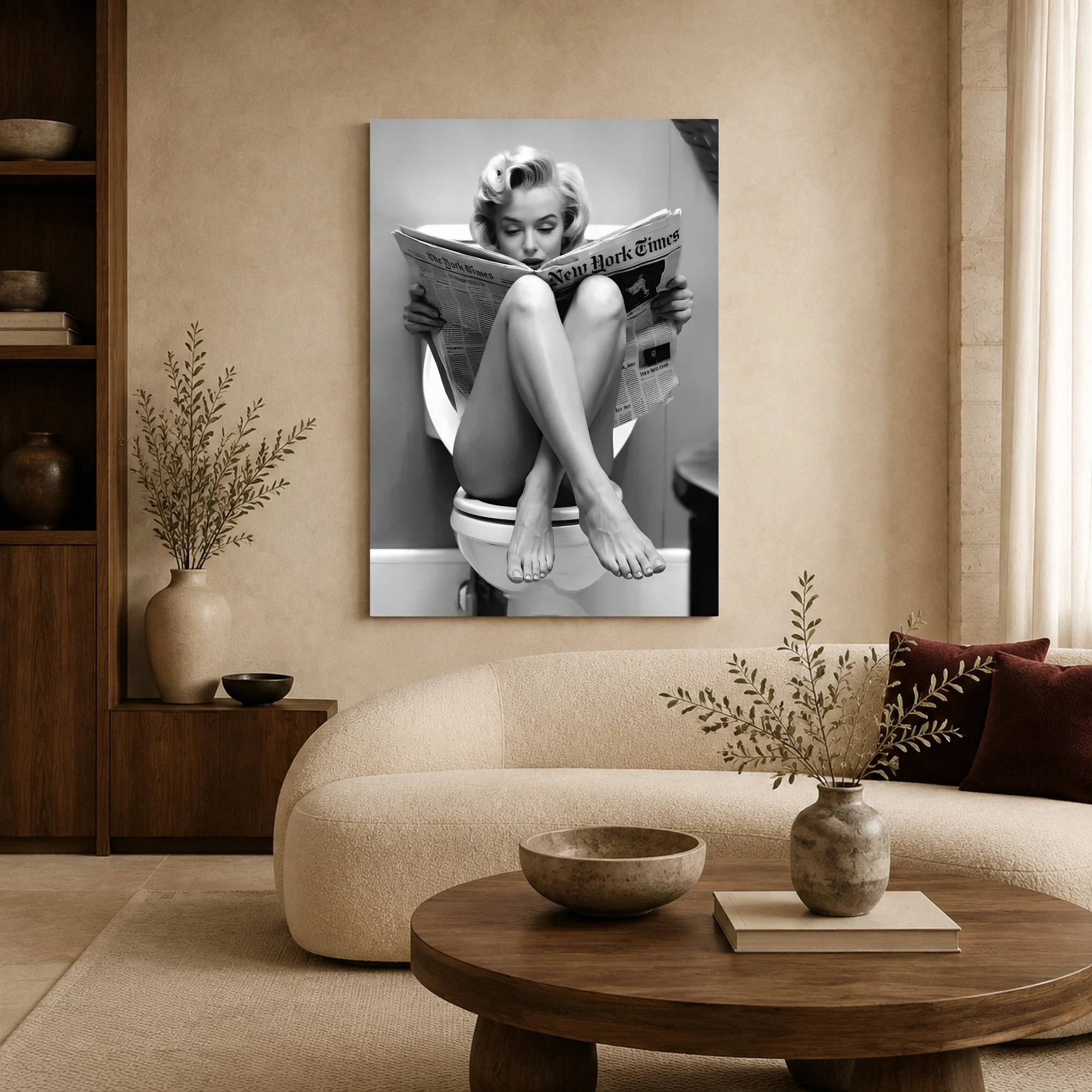 Marilyn Reading Newspaper Canvas Wall Art & Framed Print, view 7