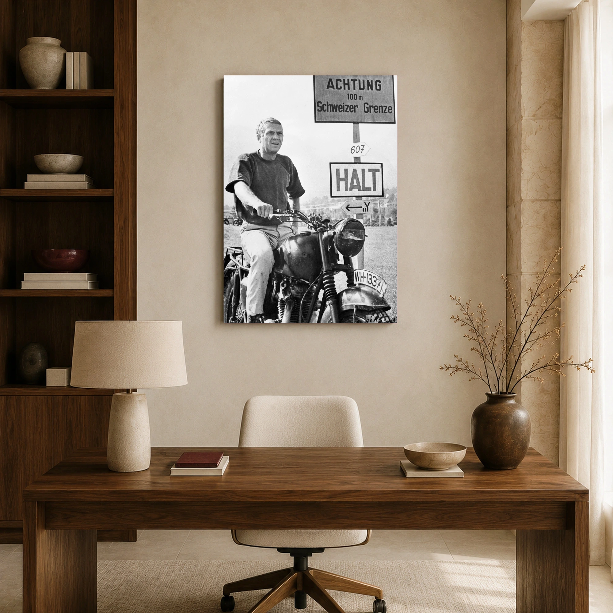 Steve McQueen The Great Escape Motorcycle Vintage Wall Art, view 8