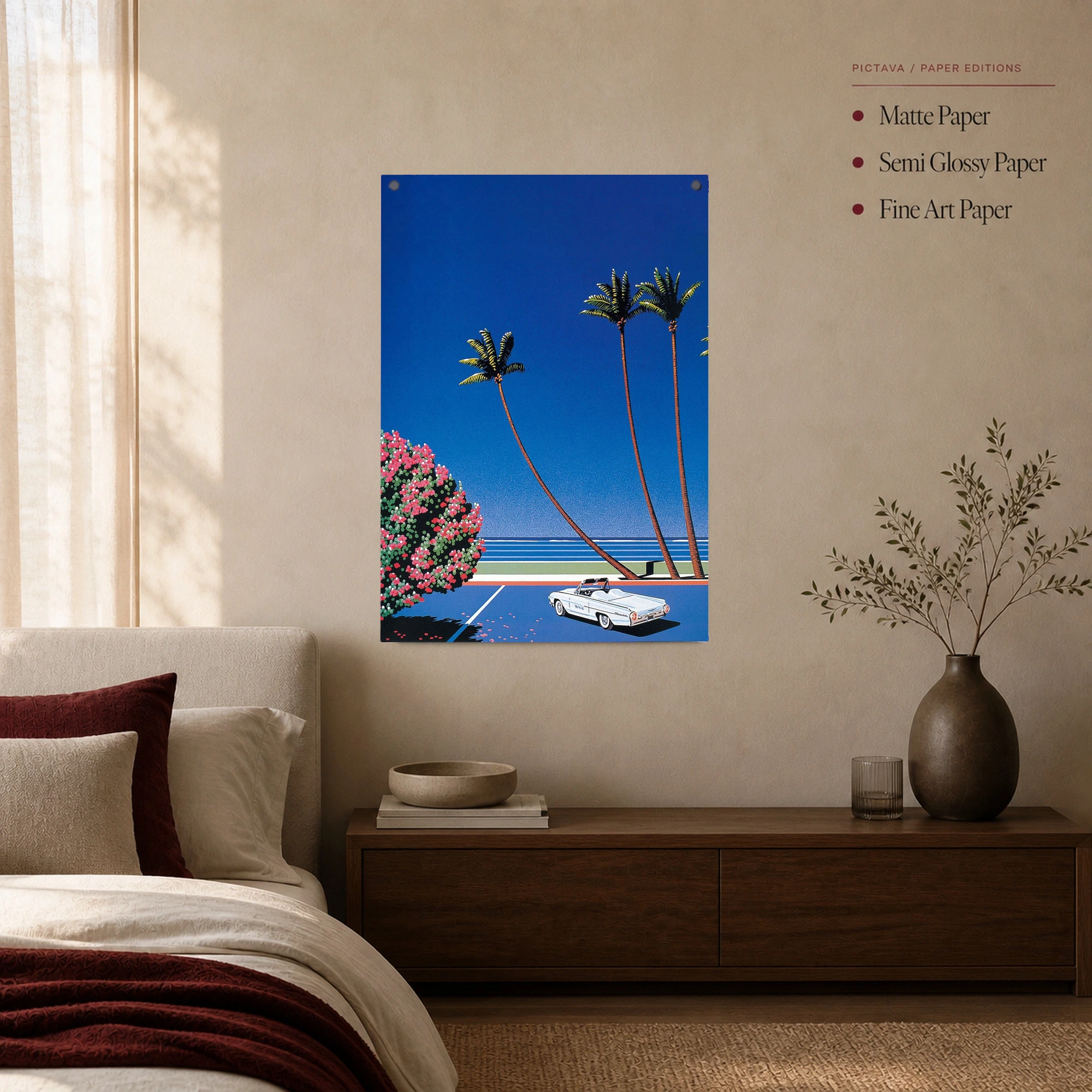 Retro Coastal Boulevard City Pop Canvas Art Print, view 4