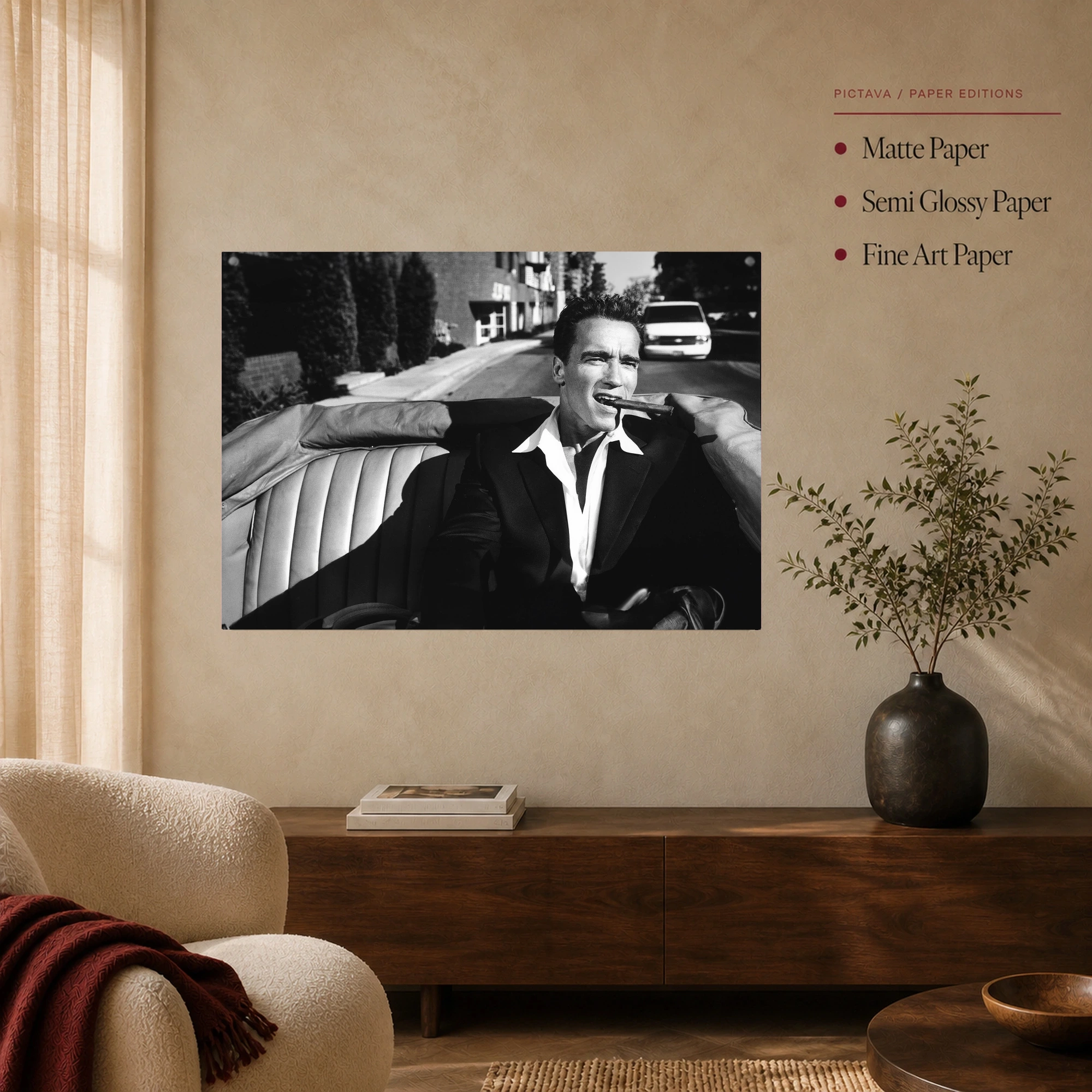 Arnold Schwarzenegger Vintage Cigar Portrait Wall Art, view 4