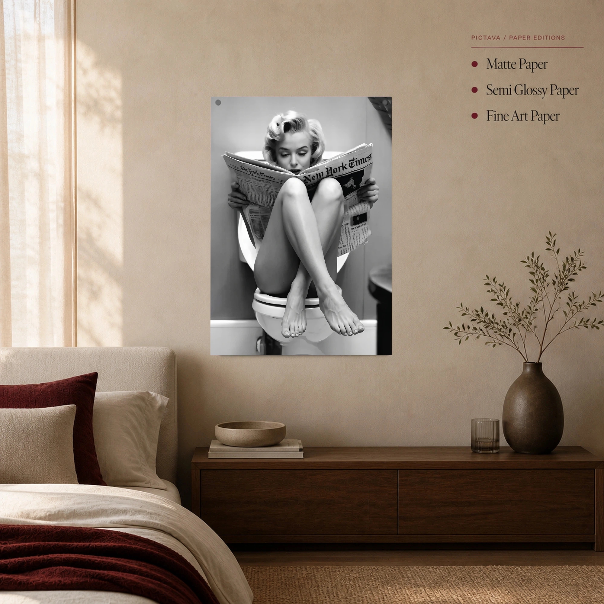 Marilyn Reading Newspaper Canvas Wall Art & Framed Print, view 6