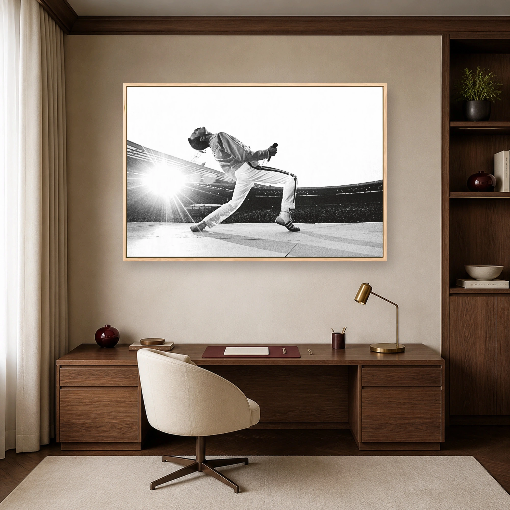 Freddie Mercury Stadium Concert Black and White Wall Art, view 7