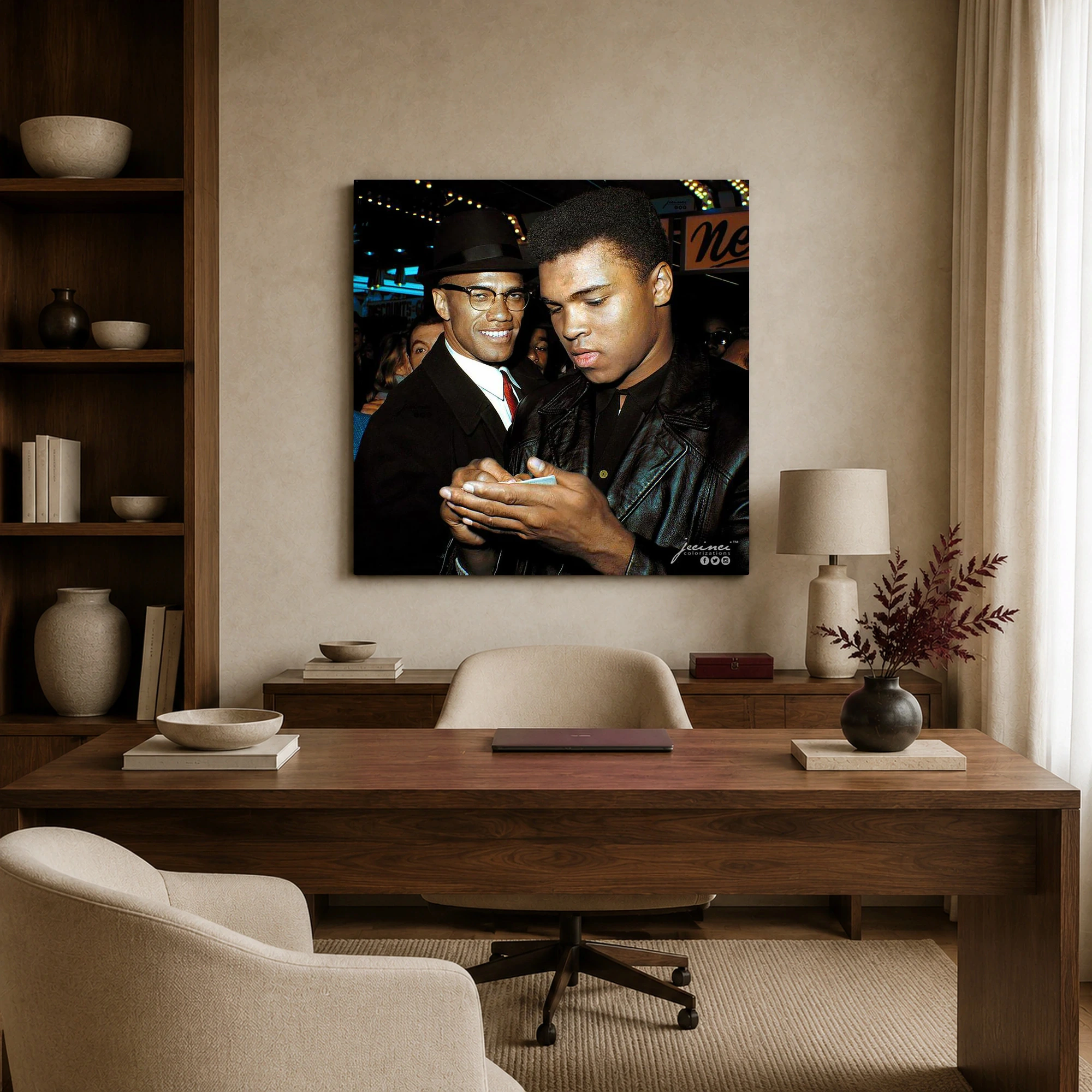 Muhammad Ali and Malcolm X Historic Portrait Canvas Print, view 5