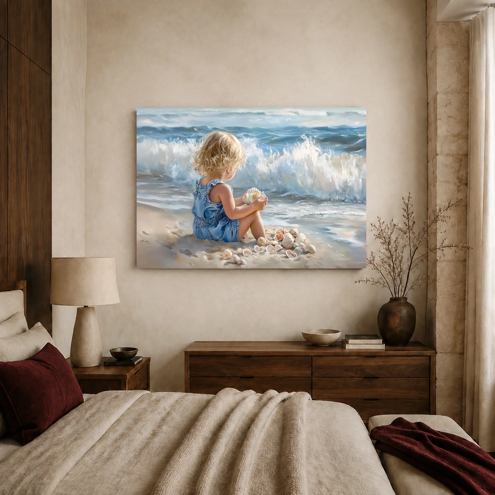 Little Shell Collector Beach Canvas Art Print, view 8