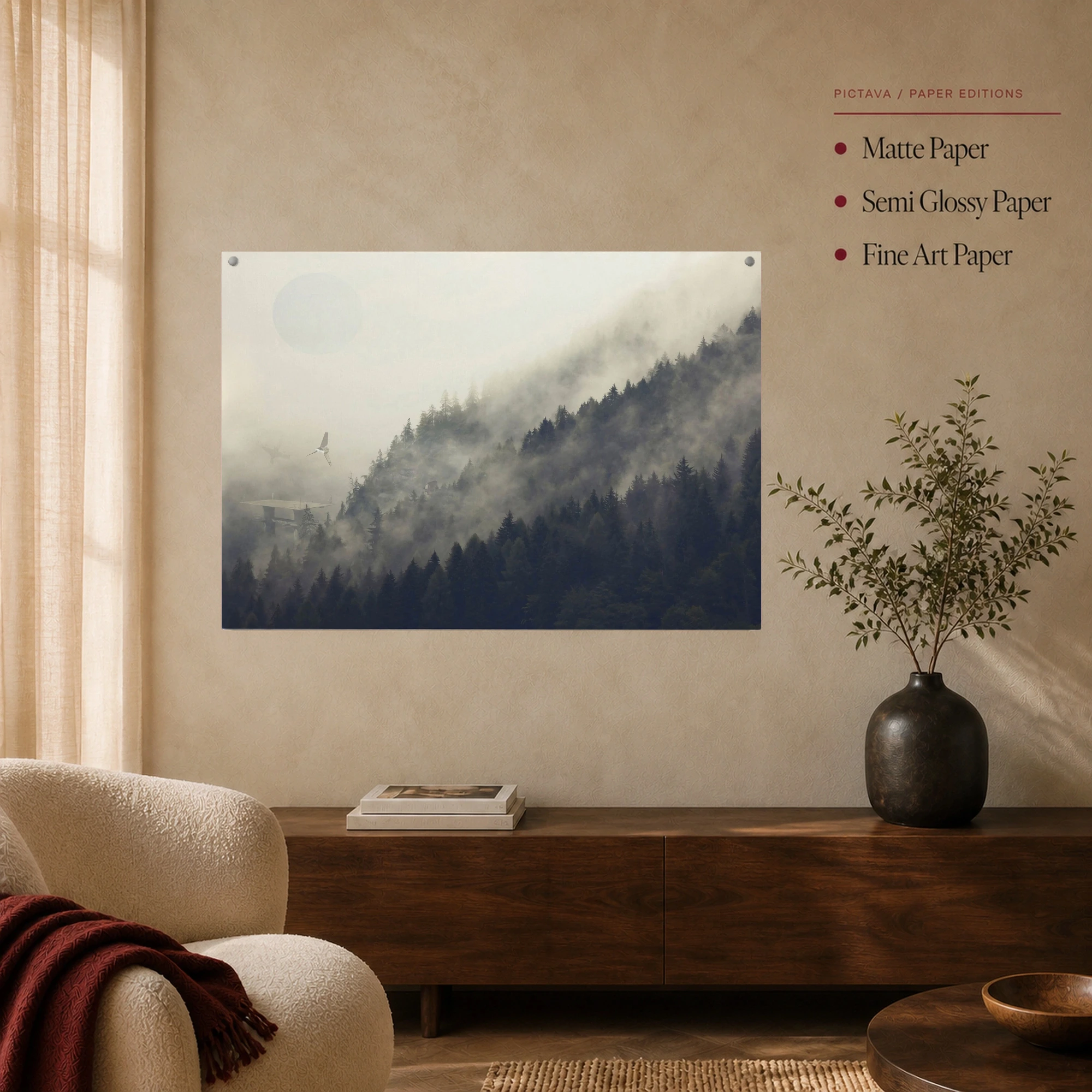 Misty Forest Sci-Fi Shuttle Landscape Canvas Wall Art, view 4