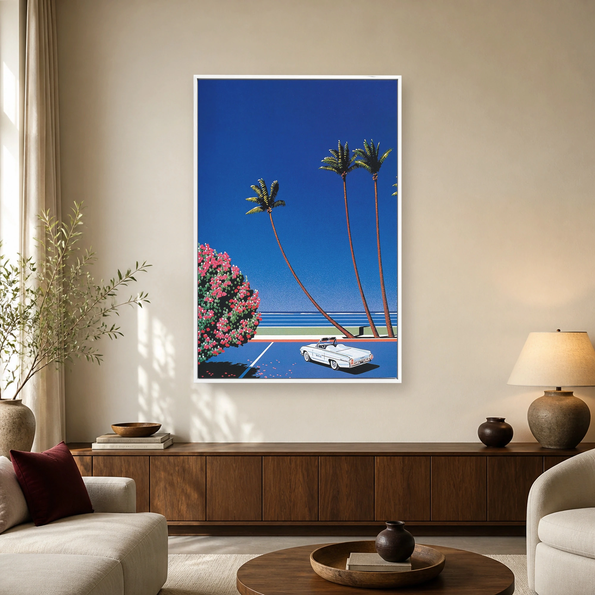 Retro Coastal Boulevard City Pop Canvas Art Print, view 2