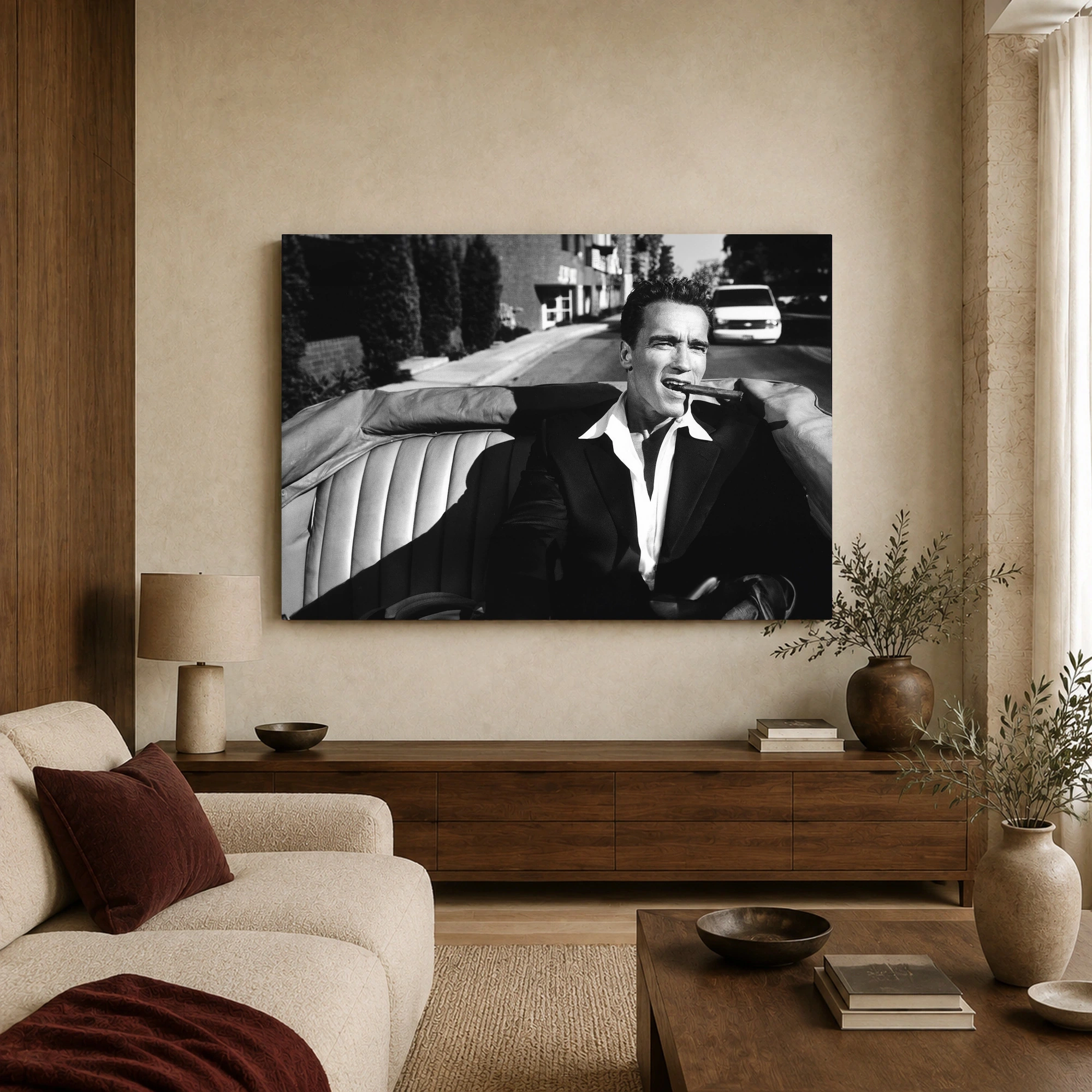 Arnold Schwarzenegger Vintage Cigar Portrait Wall Art, view 3