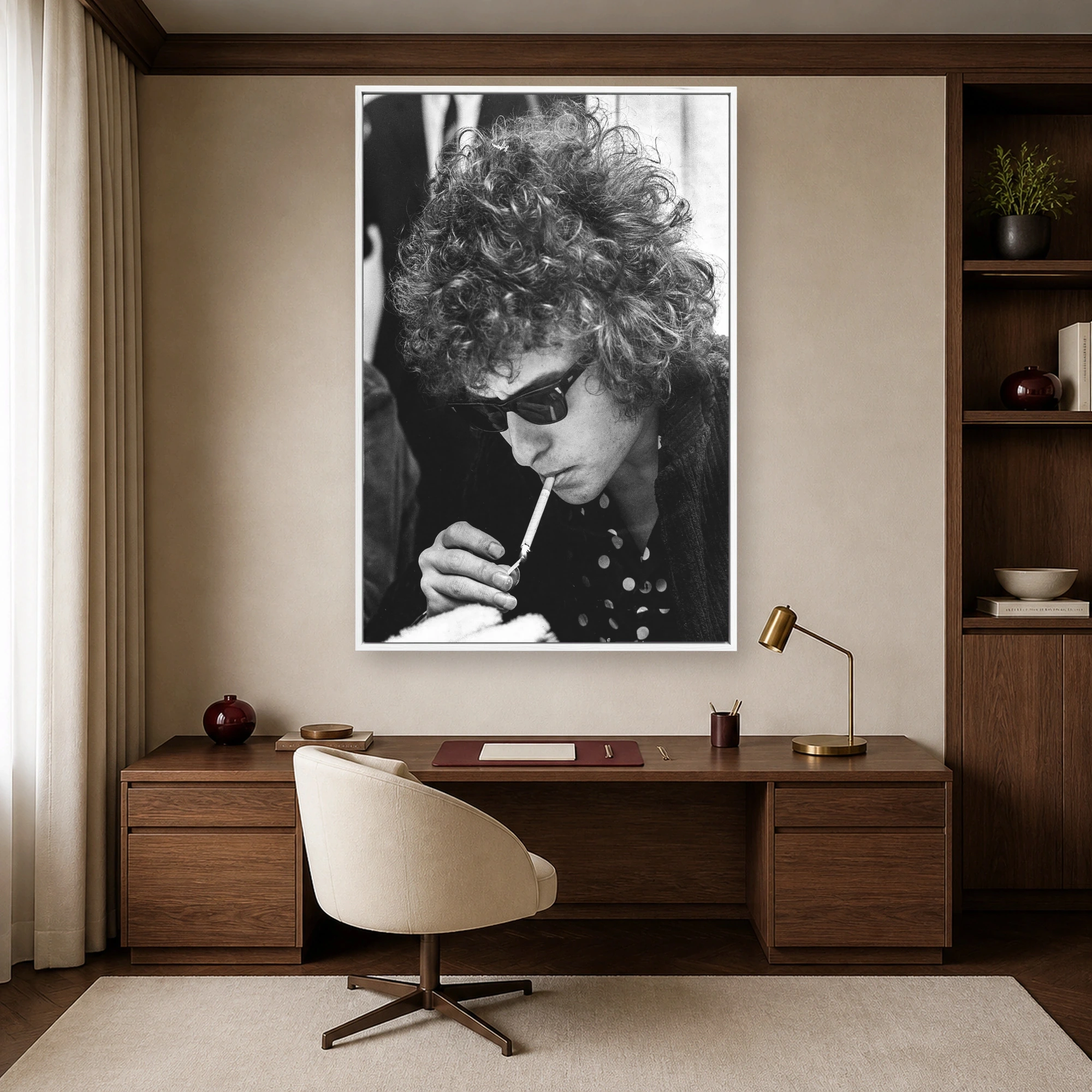 Bob Dylan Vintage Black and White Portrait Wall Art Print, view 7