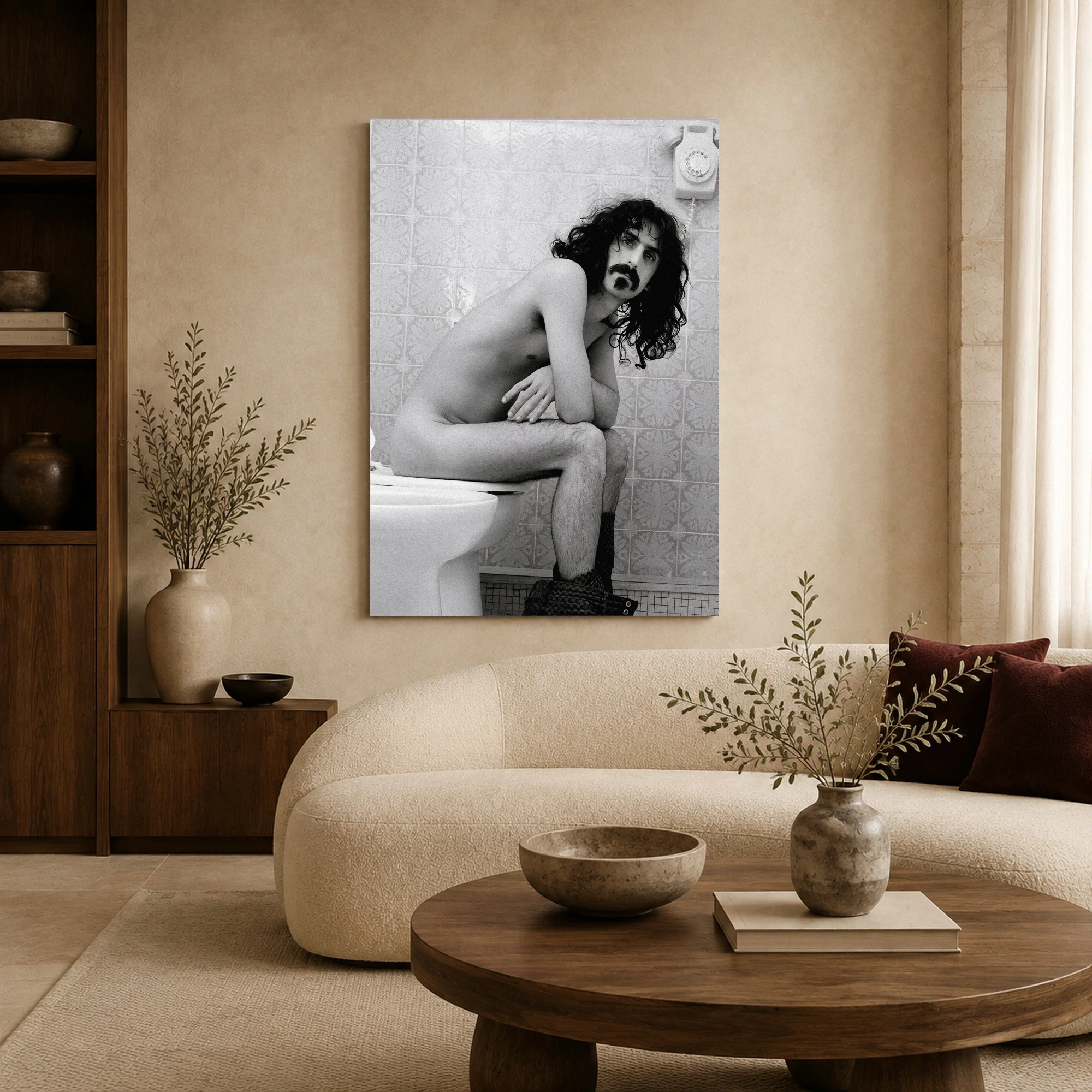 Frank Zappa Vintage Black and White Wall Art Print, view 6