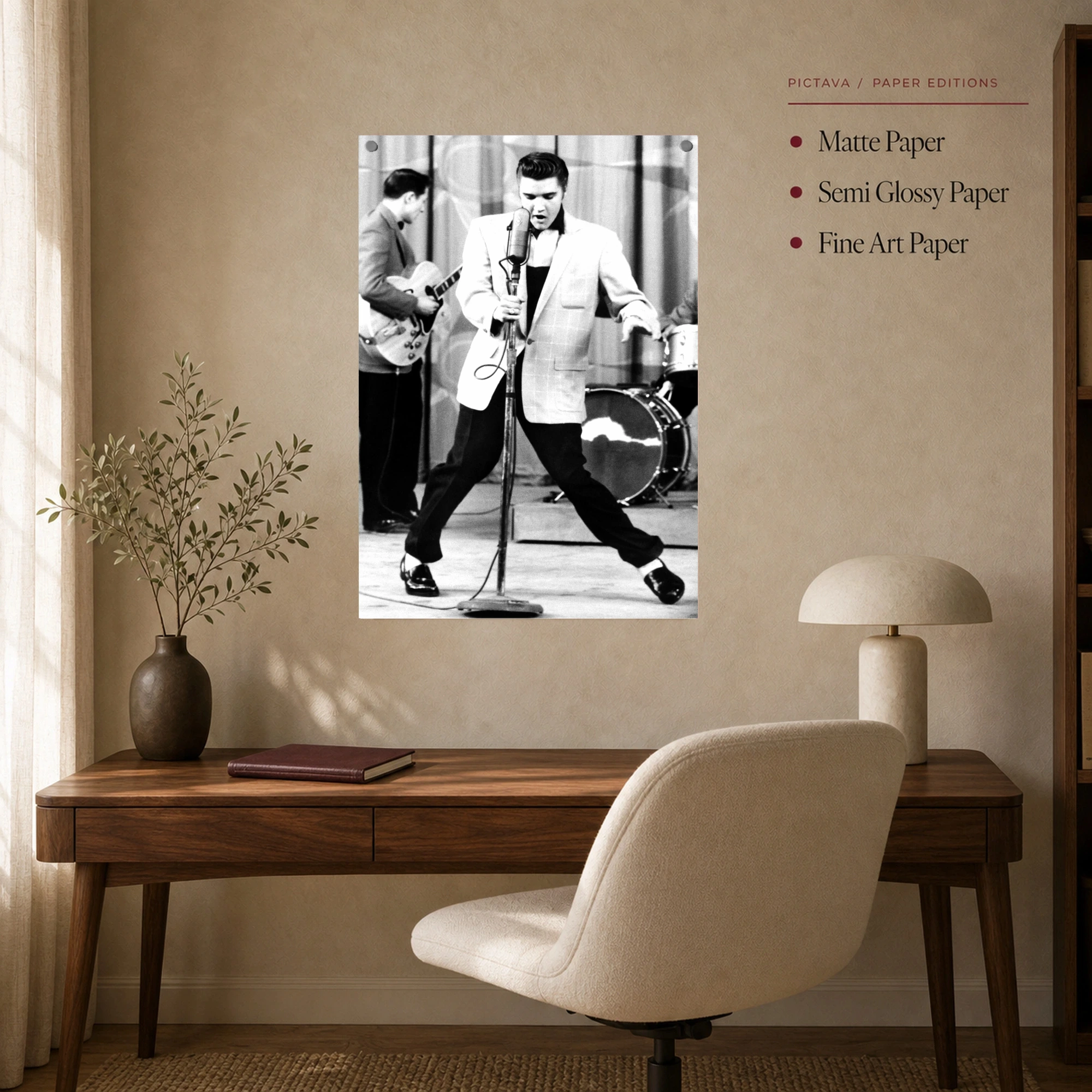 Elvis Presley Live Vintage Black and White Wall Art, view 7