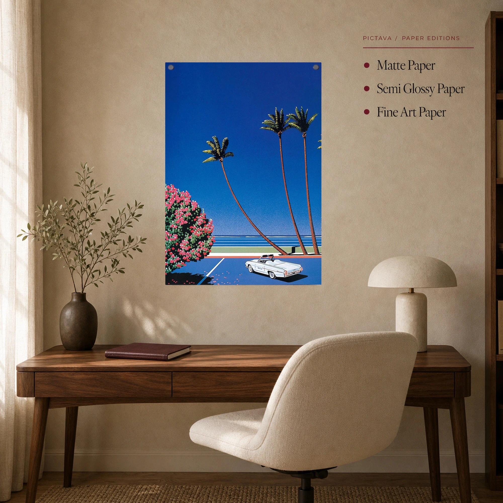 Retro Coastal Boulevard City Pop Canvas Art Print, view 7