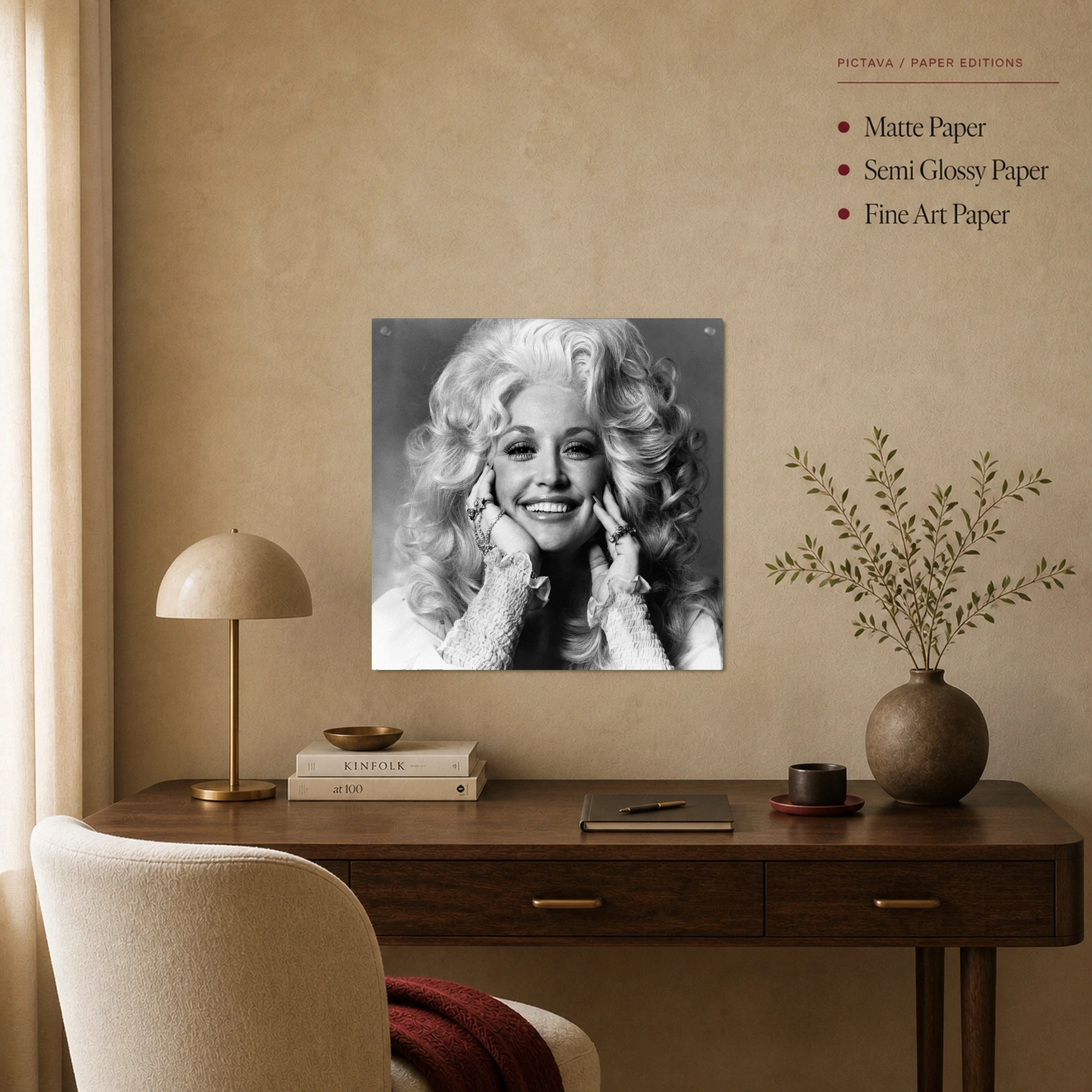 Dolly Parton Iconic Monochrome Portrait Wall Art, view 3