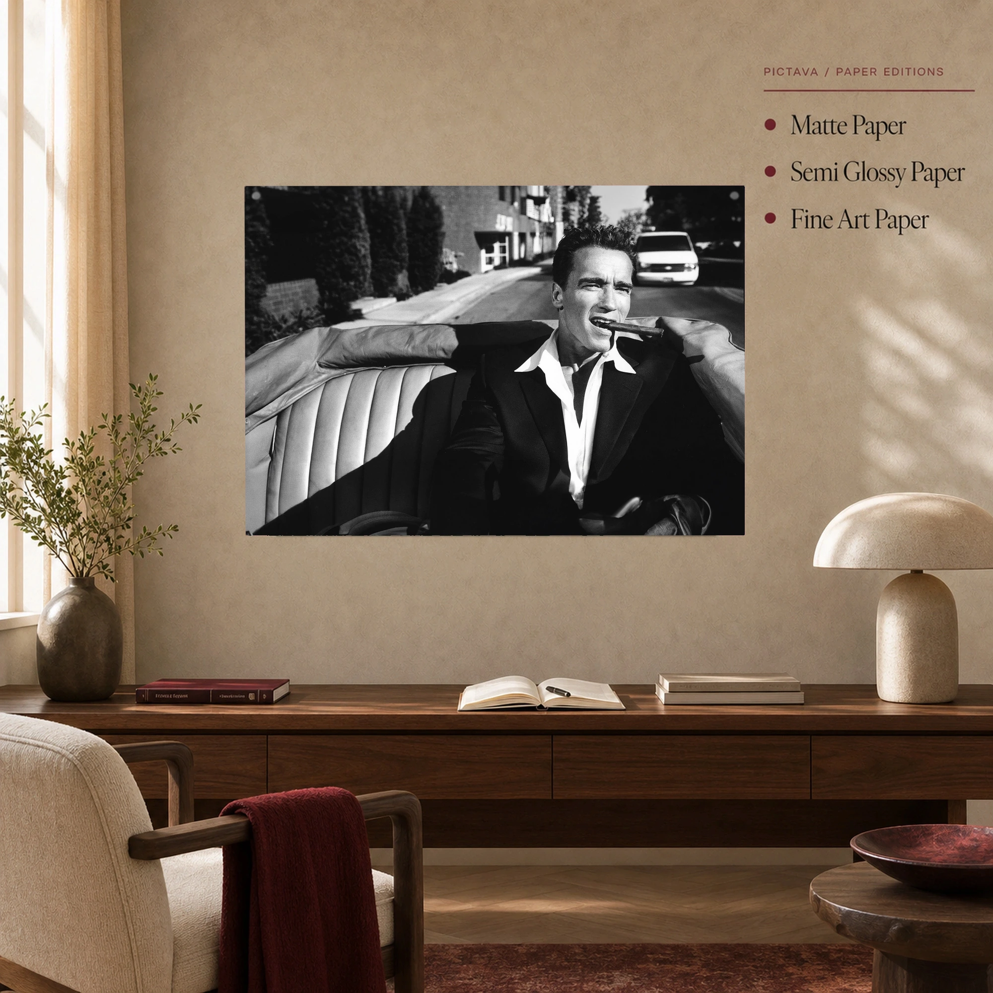 Arnold Schwarzenegger Vintage Cigar Portrait Wall Art, view 5