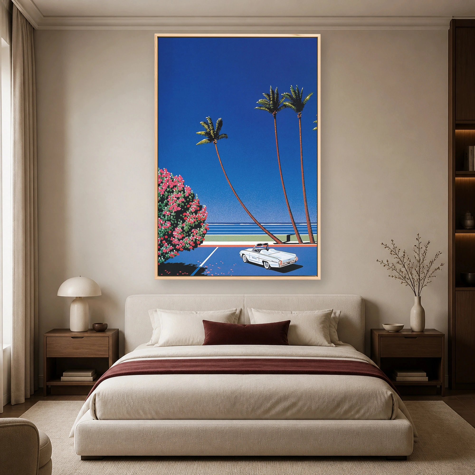 Retro Coastal Boulevard City Pop Canvas Art Print, view 3