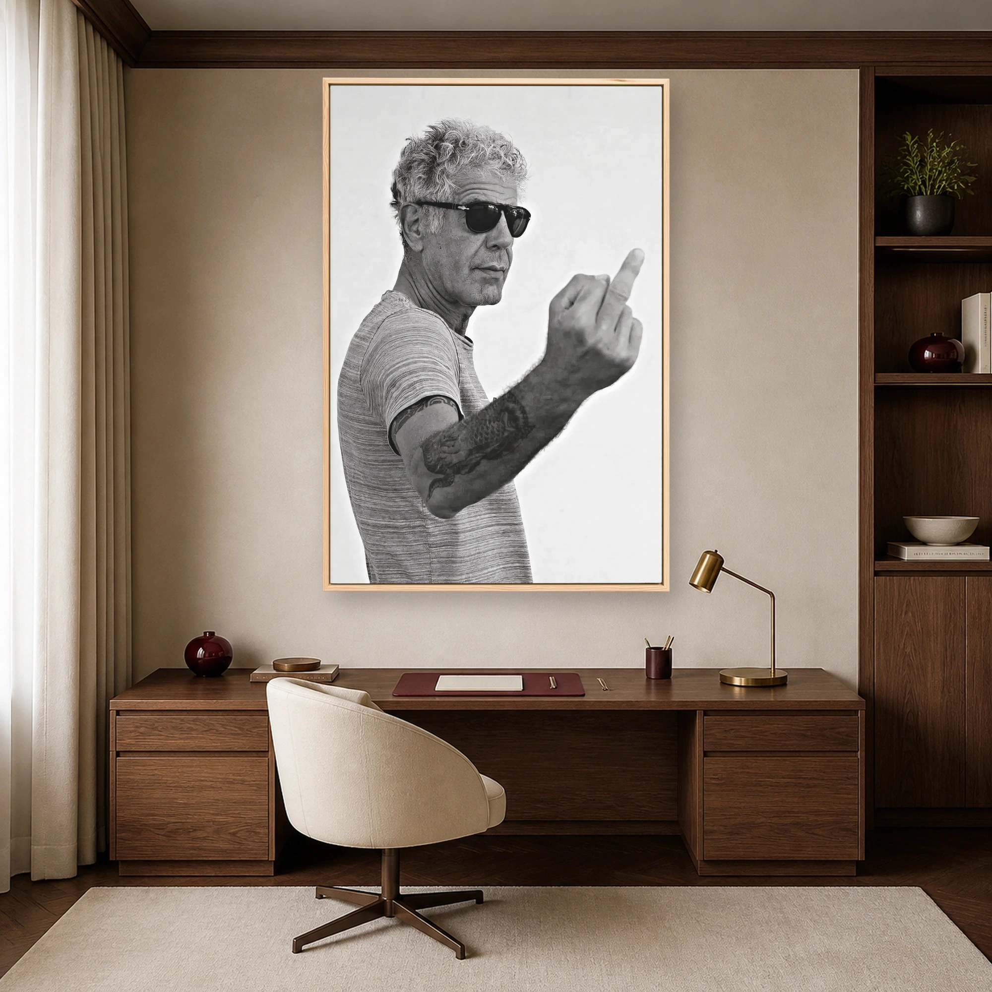 Anthony Bourdain Black & White Portrait Wall Art Print, view 5