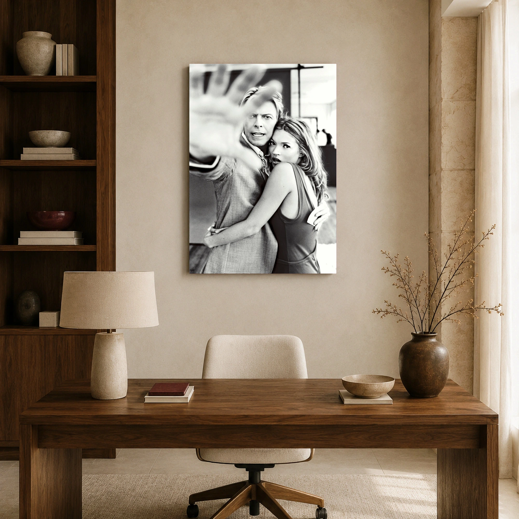 David Bowie and Kate Moss Black and White Portrait Art Print, view 8